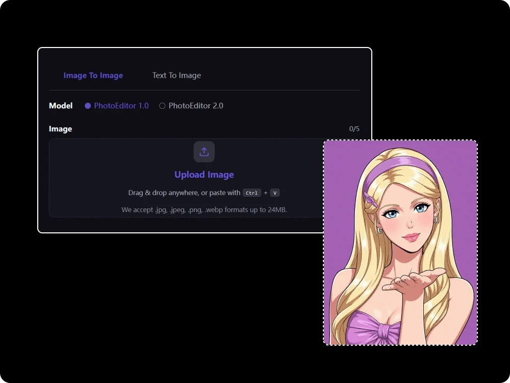 Upload a source image to Photo Editor AI