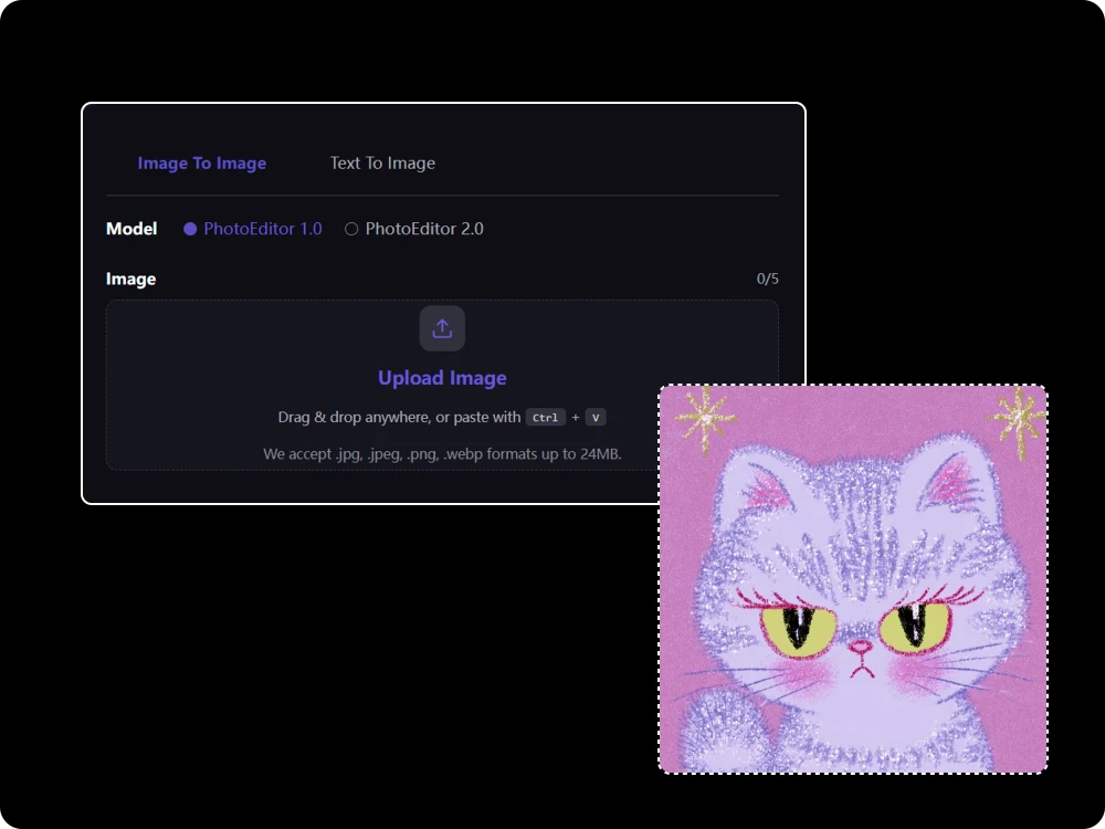Upload source and reference images to Image to Image AI